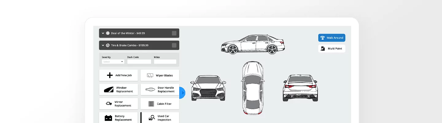 Autosoft Go platform showing prices for different vehicle parts next to a car