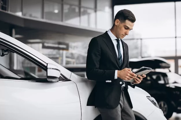 Man in car showroom